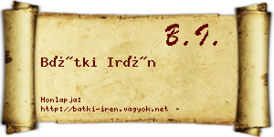 Bátki Irén névjegykártya